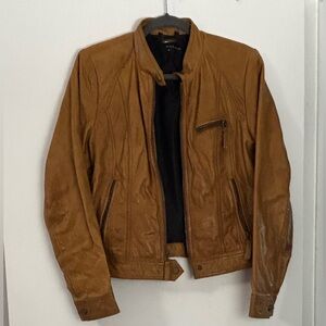 WILSON’S LEATHER Cinnamon Brown Leather Zipper Jacket 3 Pockets Size L